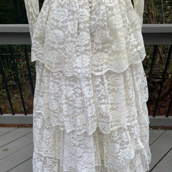 Vintage 50s Tiered Ruffle Victorian Bridgerton Queencore Regency Wedding Dress - Picture 8 of 16